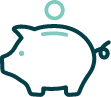 Icon of a coin being placed into a piggy bank