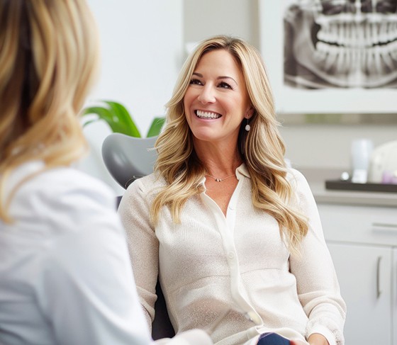 Woman visiting her dentist for a regular checkup